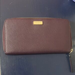 Kate Spade Dark Purple Wallet with Gold Accents